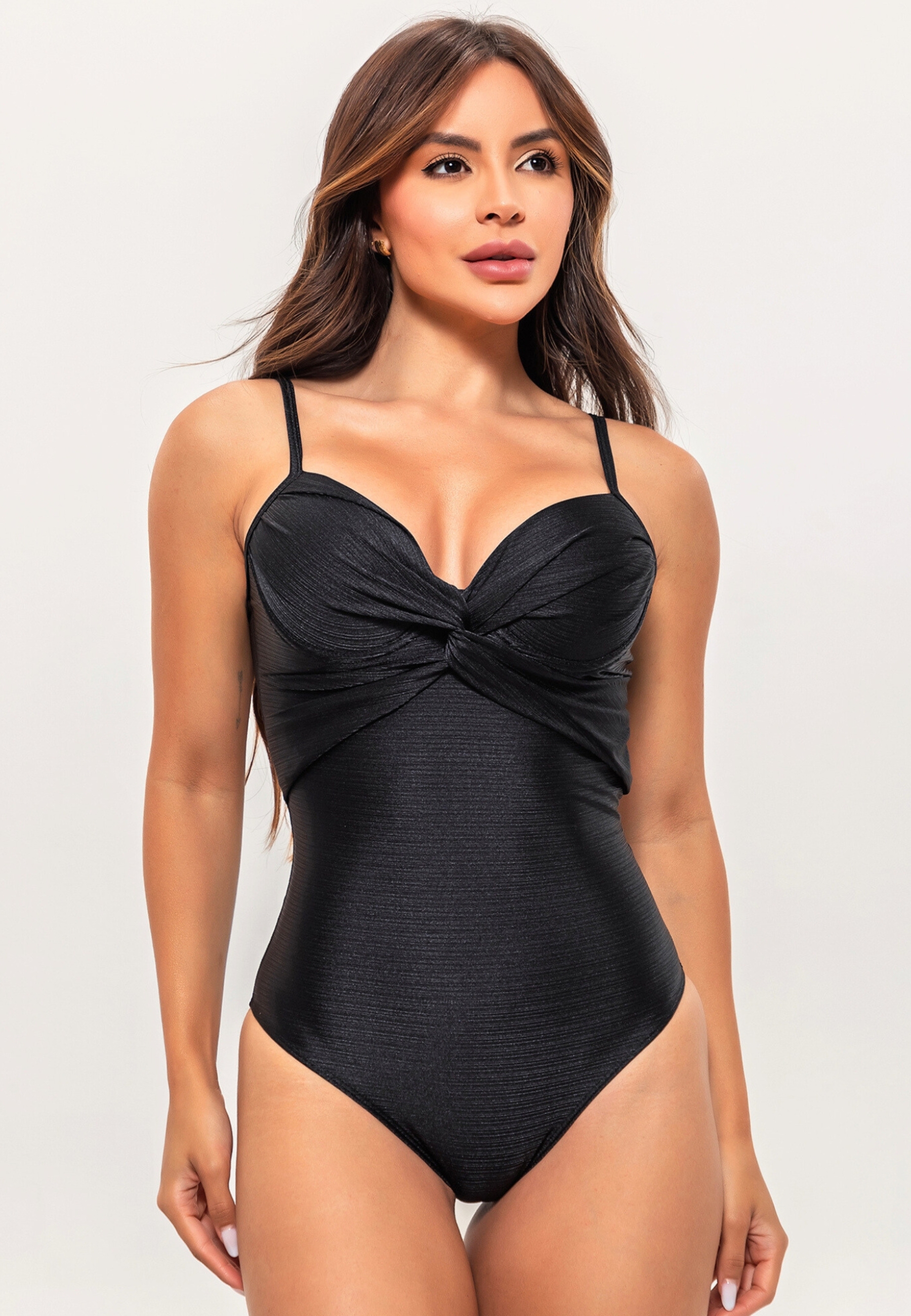 Maiô Body Meia Taça Liso Modelador Com Bojo Acetinado Marrakesh