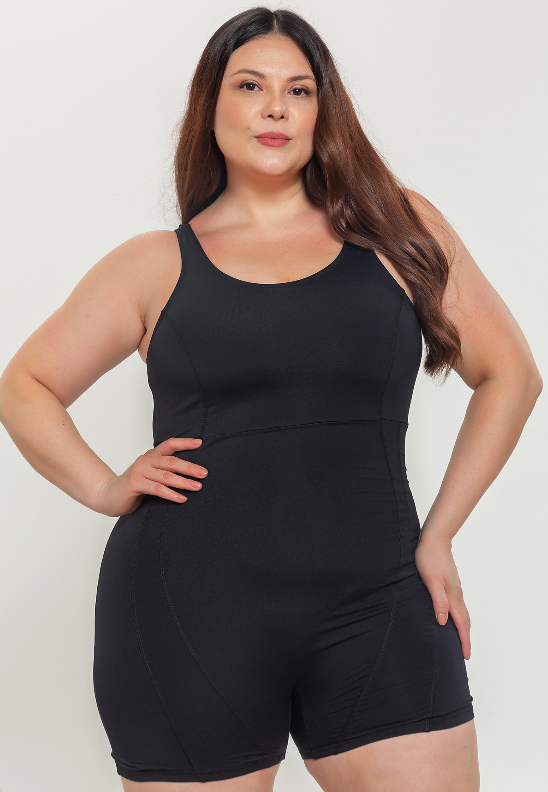 Maiô Plus Size Feminino Macaquinho Natação Modelador Short Move