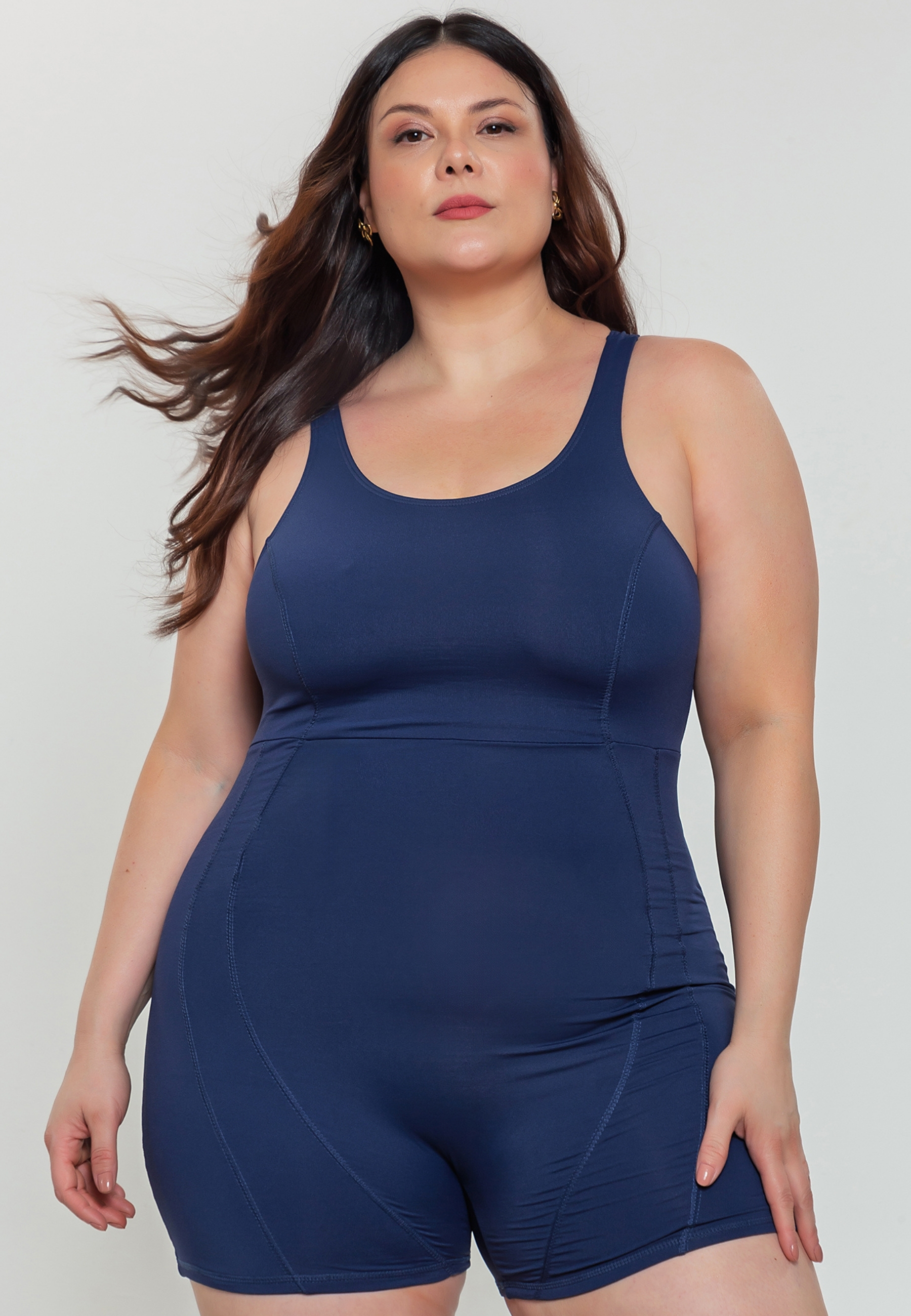 Maiô Plus Size Feminino Macaquinho Natação Modelador Short Move