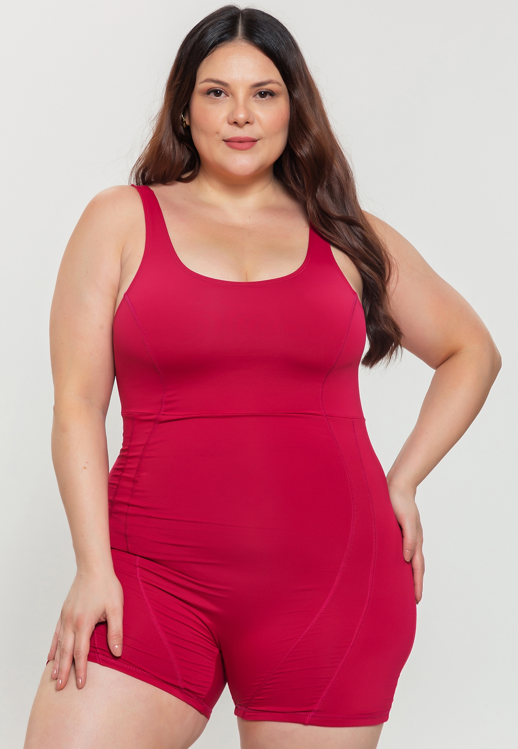 Maiô Plus Size Feminino Macaquinho Natação Modelador Short Move