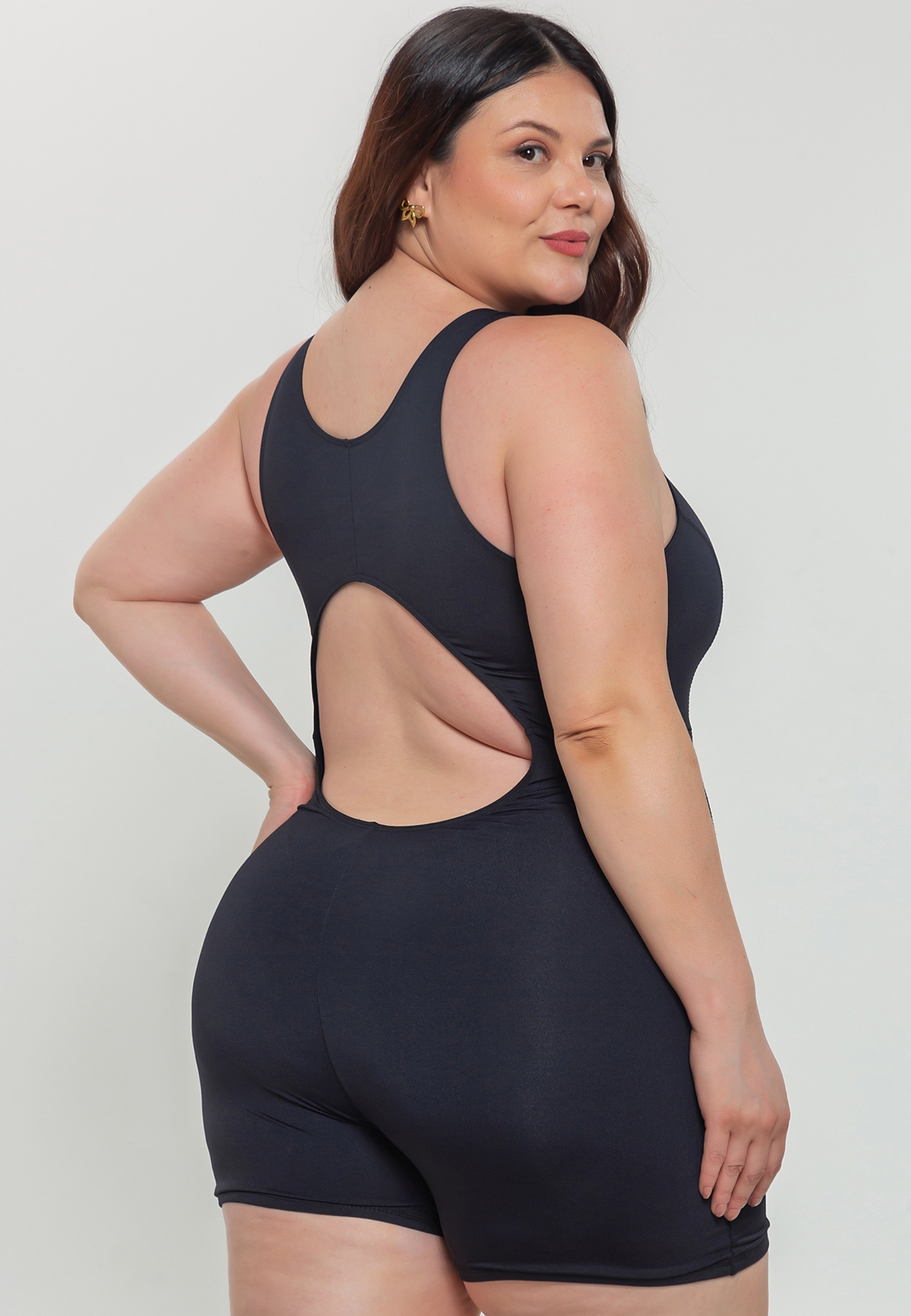 Maiô Plus Size Feminino Macaquinho Natação Modelador Short Move