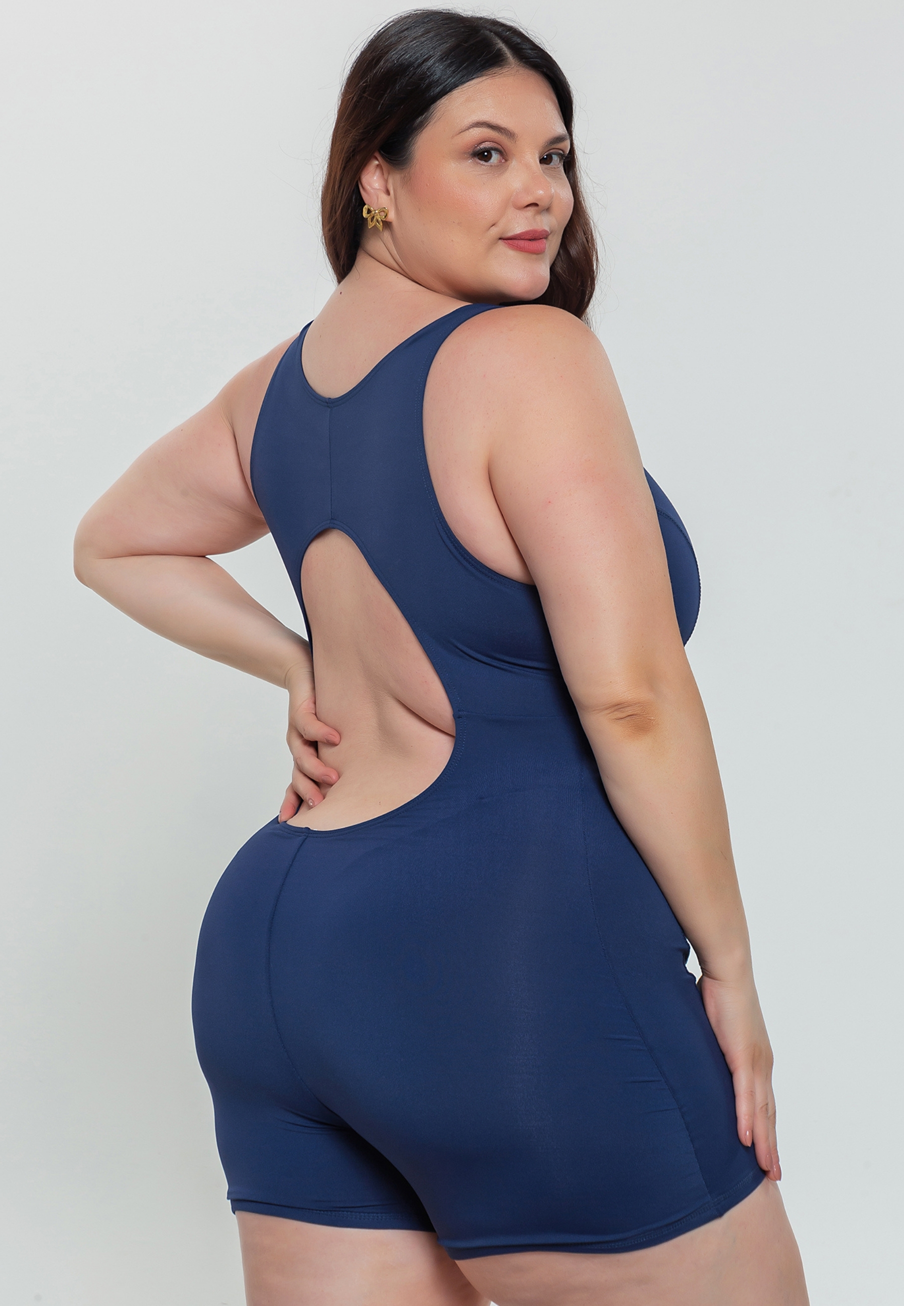 Maiô Plus Size Feminino Macaquinho Natação Modelador Short Move