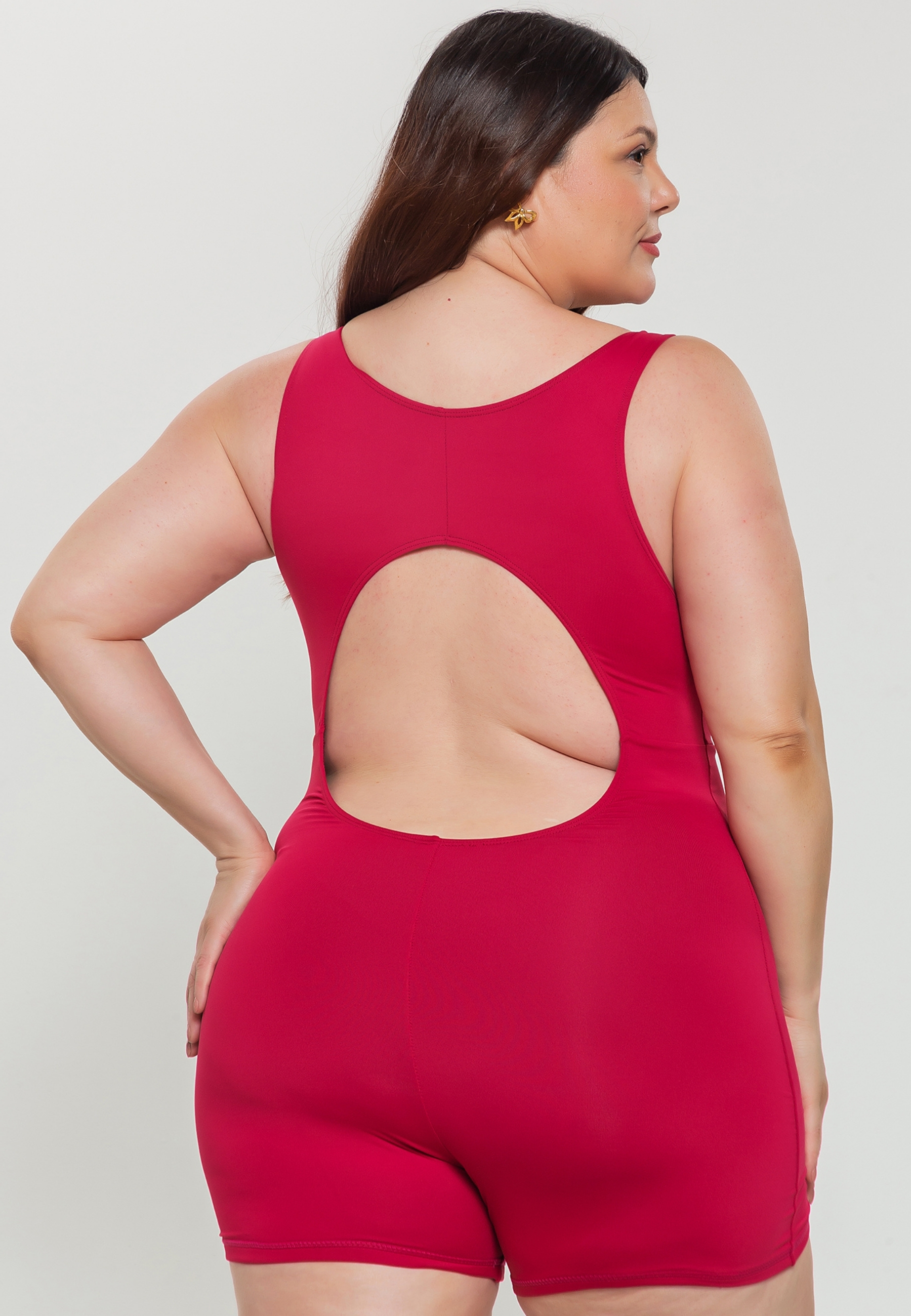 Maiô Plus Size Feminino Macaquinho Natação Modelador Short Move