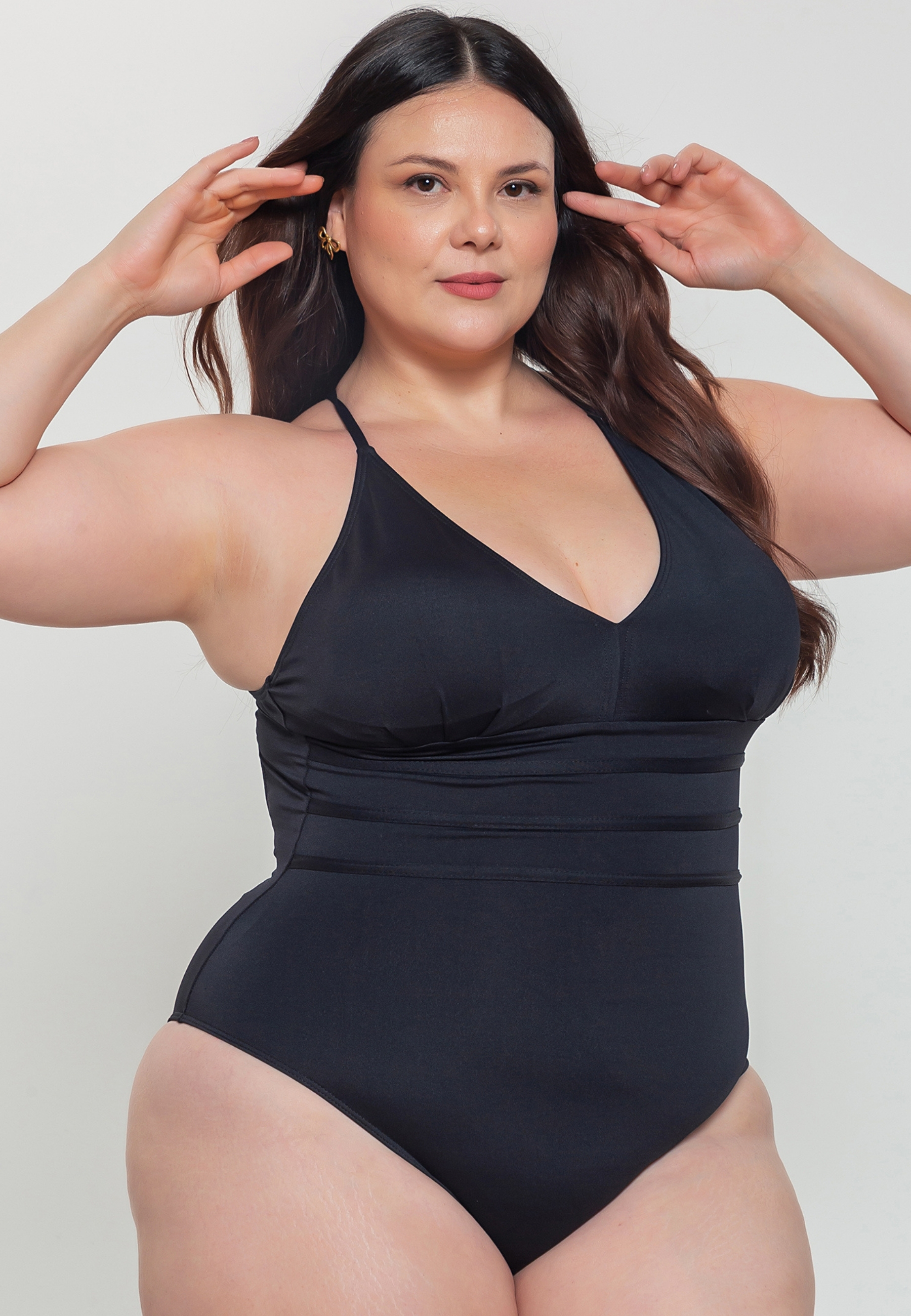 Maiô Plus Size Frente Única Modelador Bojo Removível Califórnia
