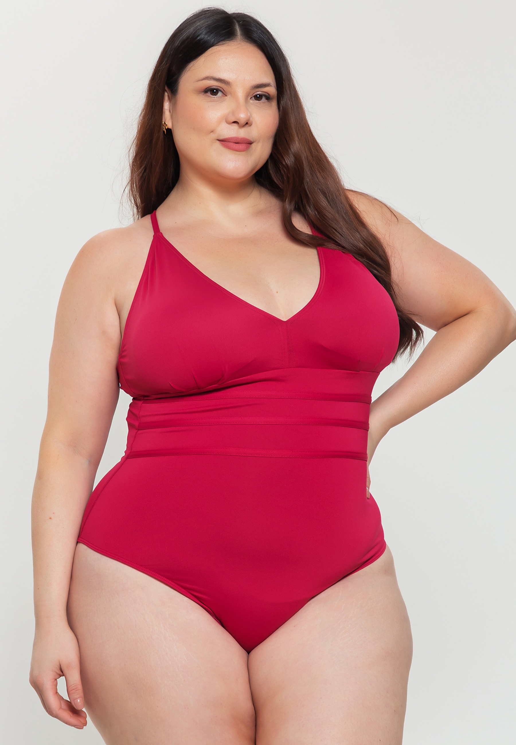 Maiô Plus Size Frente Única Modelador Bojo Removível Califórnia