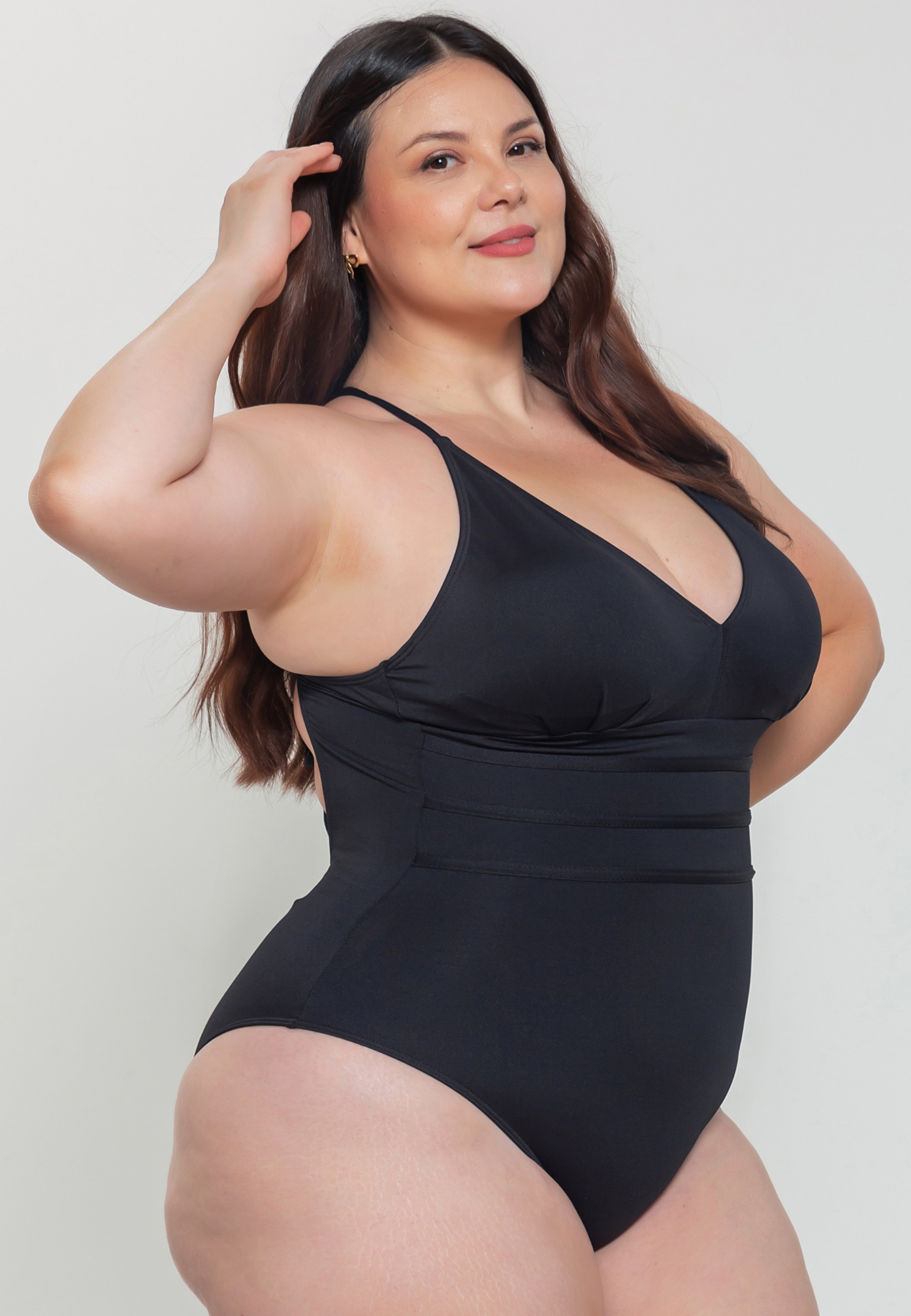 Maiô Plus Size Frente Única Modelador Bojo Removível Califórnia