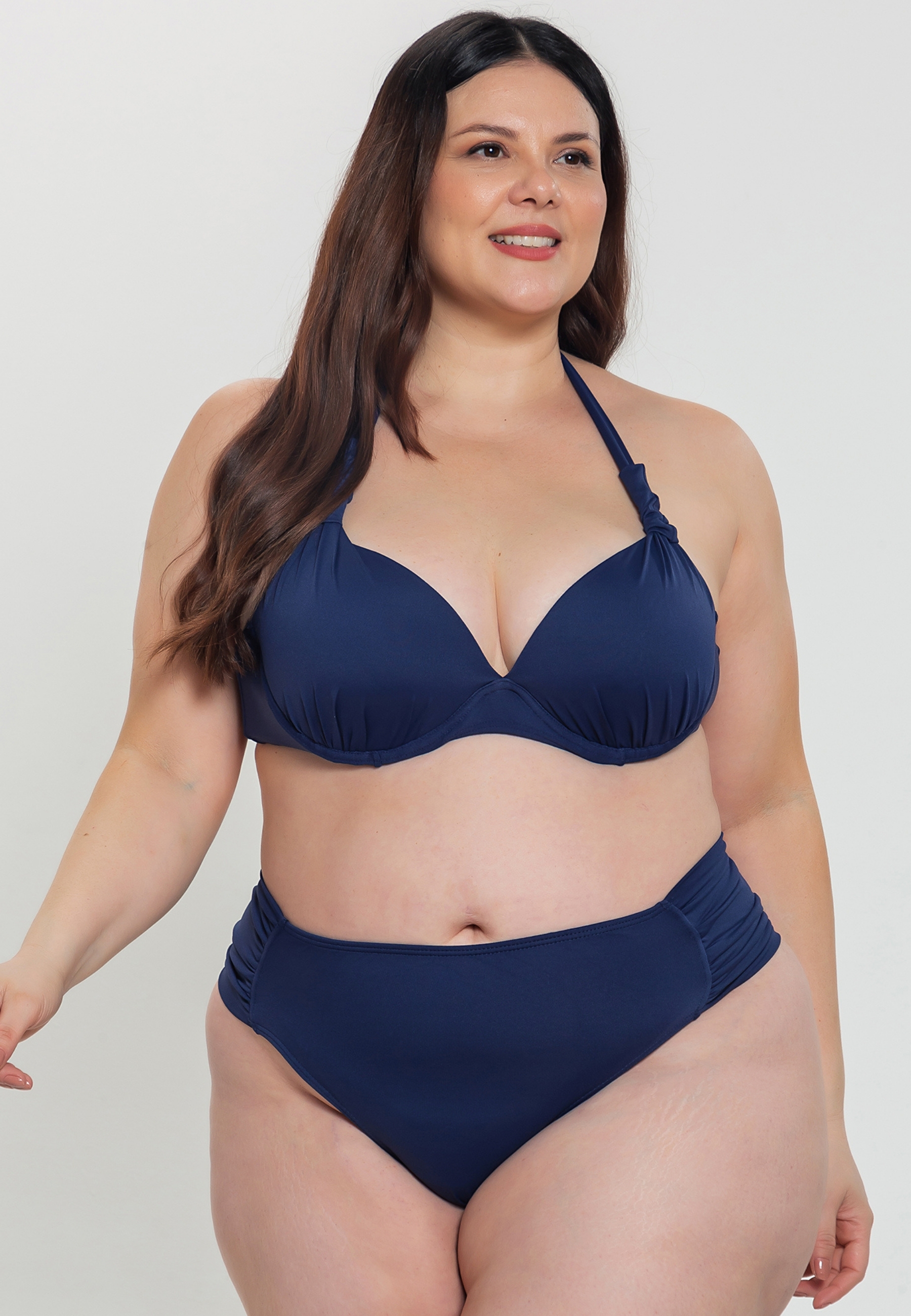 Biquini Plus Size Com Bojo Meia-Taça E Calcinha Drapeada Azurea