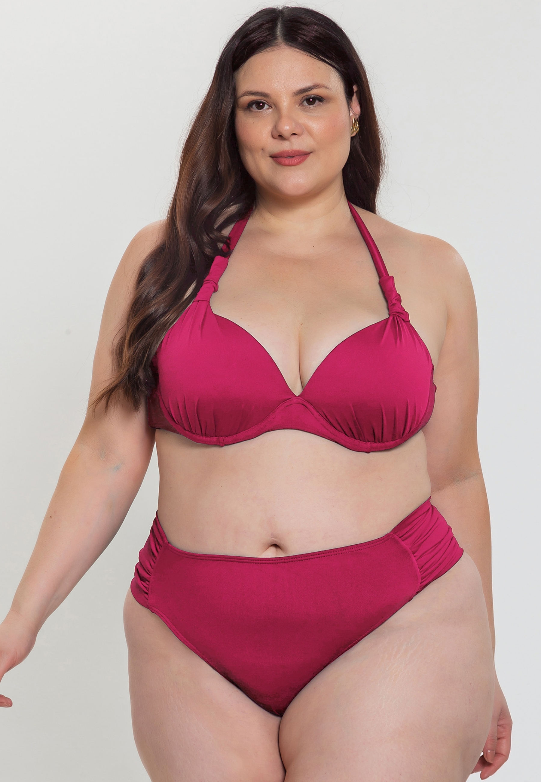 Biquini Plus Size Com Bojo Meia-Taça E Calcinha Drapeada Azurea