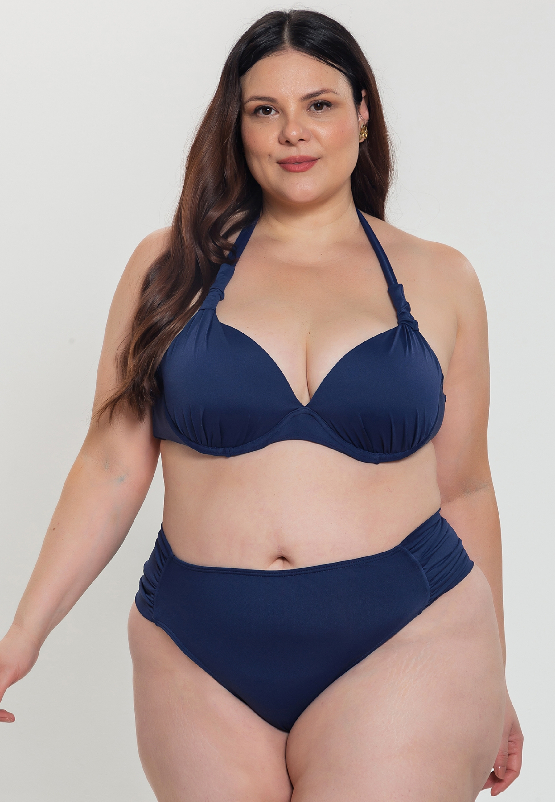 Biquini Plus Size Com Bojo Meia-Taça E Calcinha Drapeada Azurea
